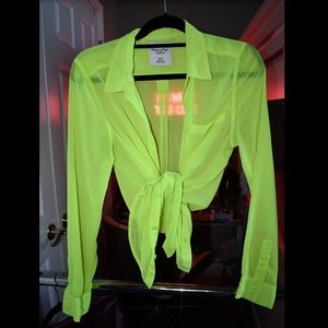 Neon sheer button up